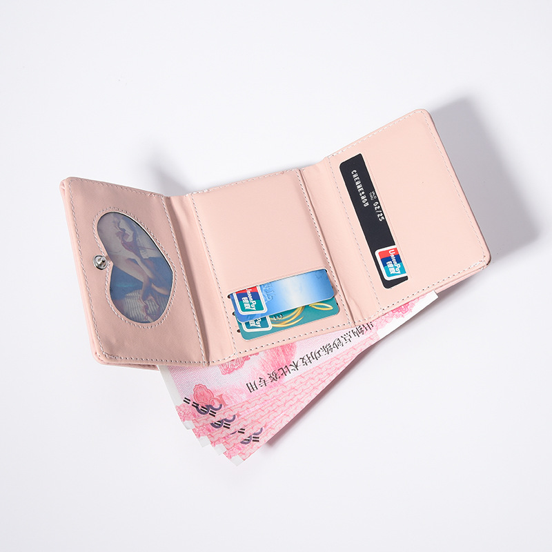 韩版可爱女式钱包折叠多卡位猫咪学生钱夹 ins潮小众设计青年钱包