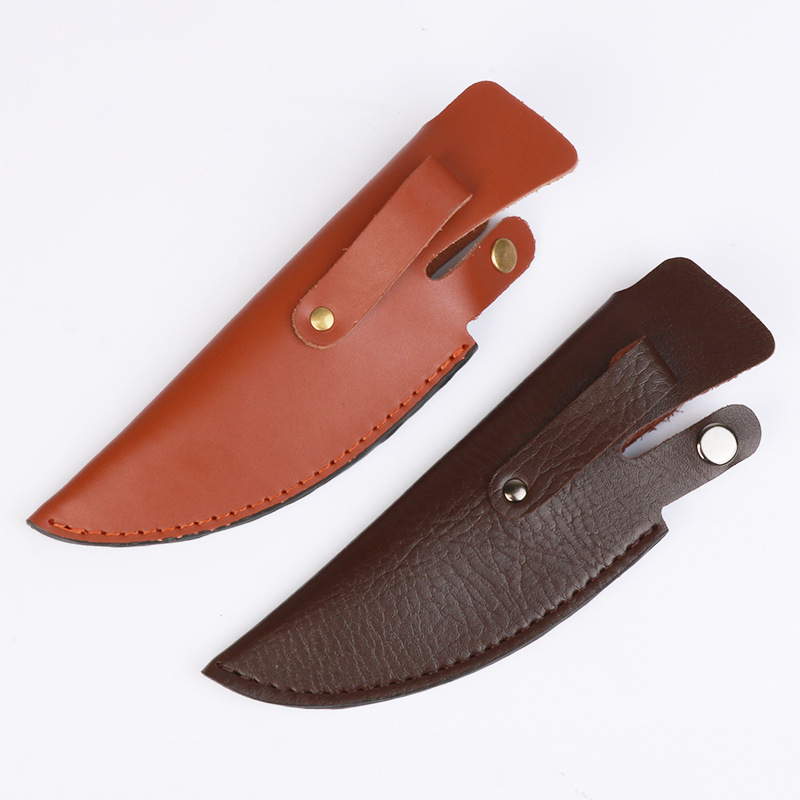 Two-layer cowhide knife sheath boning knife sleeve small kitchen knife Pu sleeve with belt ring portable knife protective sheath