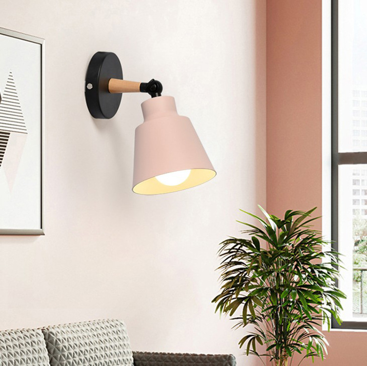 Cross-border Nordic log creative bedroom bedside wall lamp aisle color children's room mirror front lamp stair lamp Zhongshan