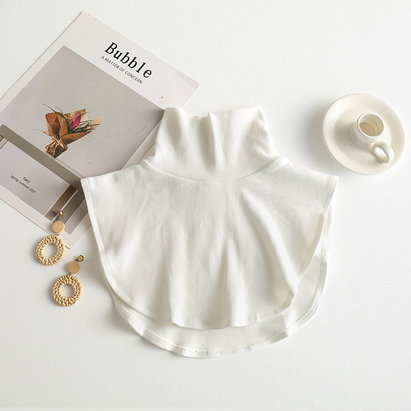 Cross-border interior artifact fake collar for children autumn and winter warm knitted solid color high collar scarf Korean neck protection fake collar