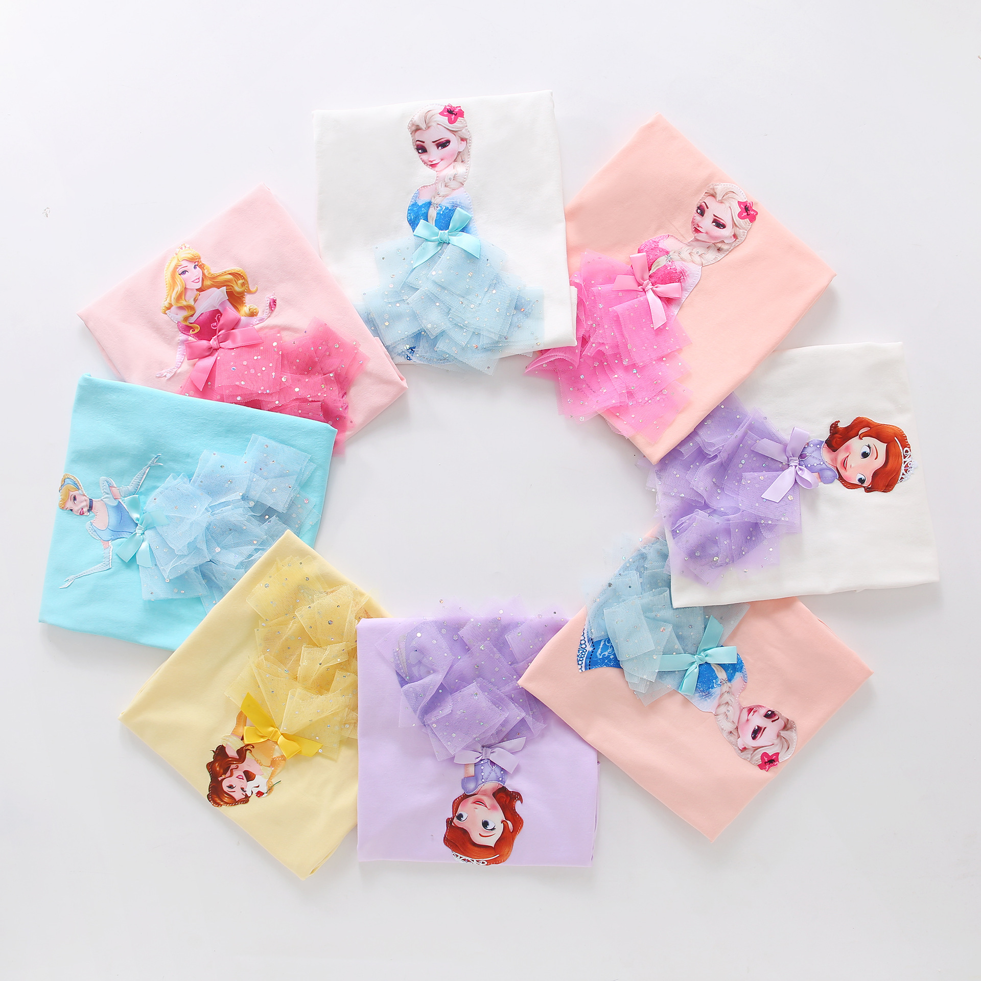 Children's Wear T-shirt Foreign Trade Summer Pink Cotton Round Neck Girls' Top Solid Color Moisture Absorption and Sweat-wicking Trendy Korean Style Base Shirt