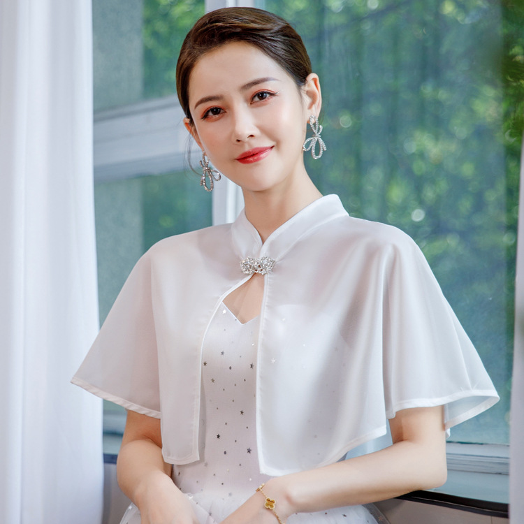 Весной и летом шифоновый платок многоцветный женский Свадебный платье Cheongsam короткий плащ дрель Пряжка Тонкий анти-Солнцезащитный крем фото оптом