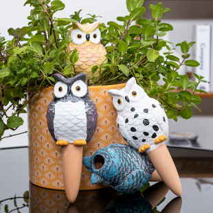 Rizenghong Ceramic No.8 Big Owl Seeper Flower Watering Device Lazy Drip Irrigation Device Water Watering Device Cross-border Exclusive