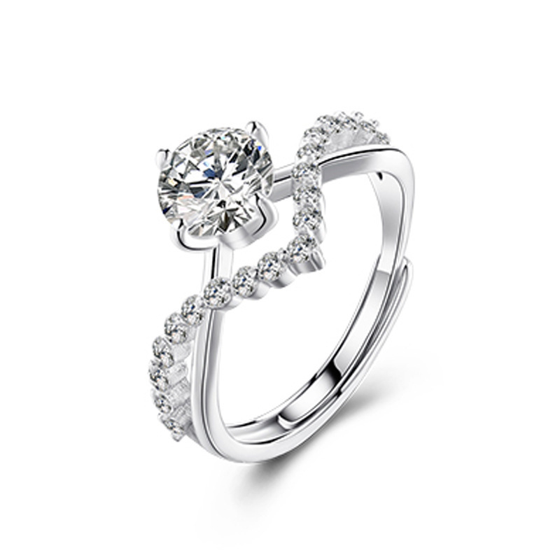 Crown couple ring for love four claw 1 karat zircon diamond ring a pair of men's and women's wedding ring Crown open ring