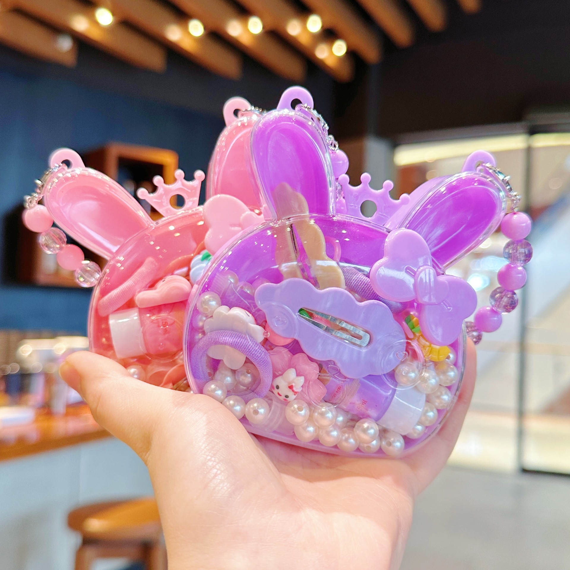 Children's Jewelry Cream Gel DIY Hairpin Beaded Bracelet Birthday Cartoon suit Gift Box Girls' Hair Accessories Toy Bag