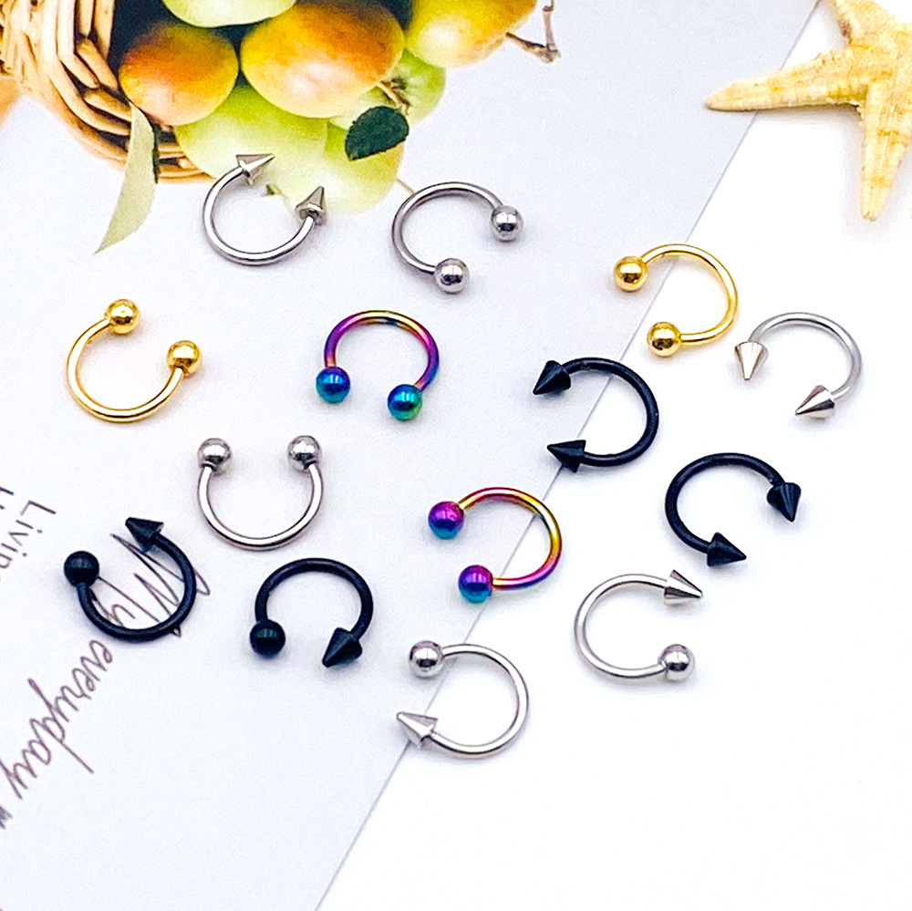 Cross-border hot-selling stainless steel piercing jewelry eyebrow nail lip nail C- shaped nose ring nose clip European and American body piercing jewelry