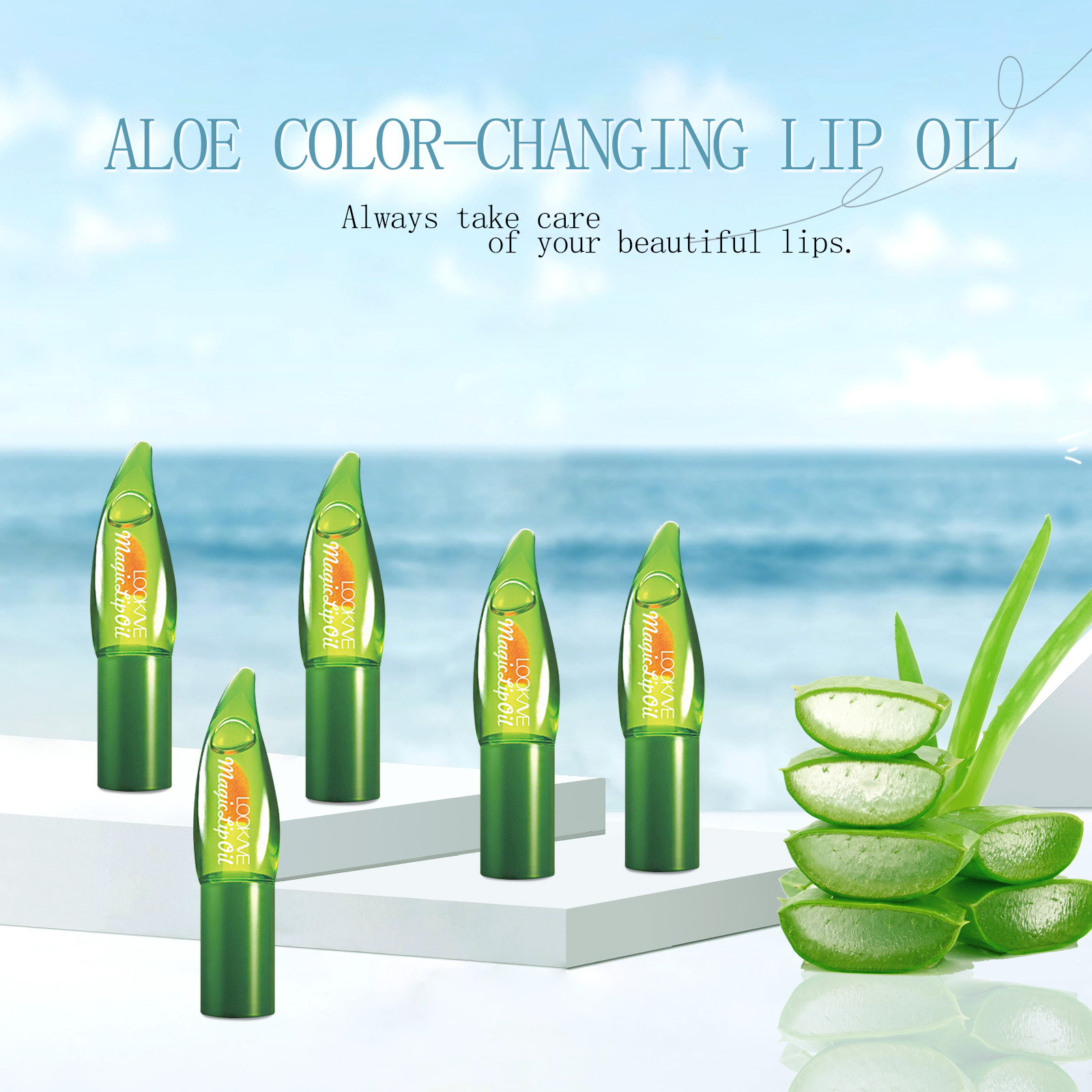 LOOKAVE aloe Moisturizing Lip Oil moisturizing lip balm color changing lip care oil 3G cheap popular AliExpress LK20L