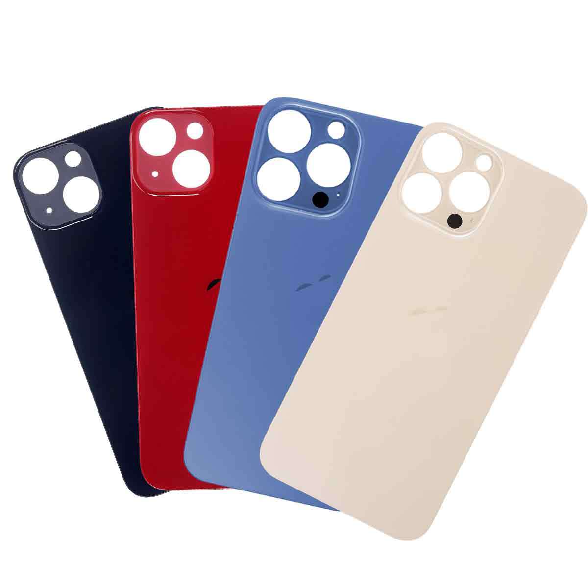 Remove-free large hole back cover glass with logo small hole electroplating dripping beads for Apple mobile phone 13/14/15