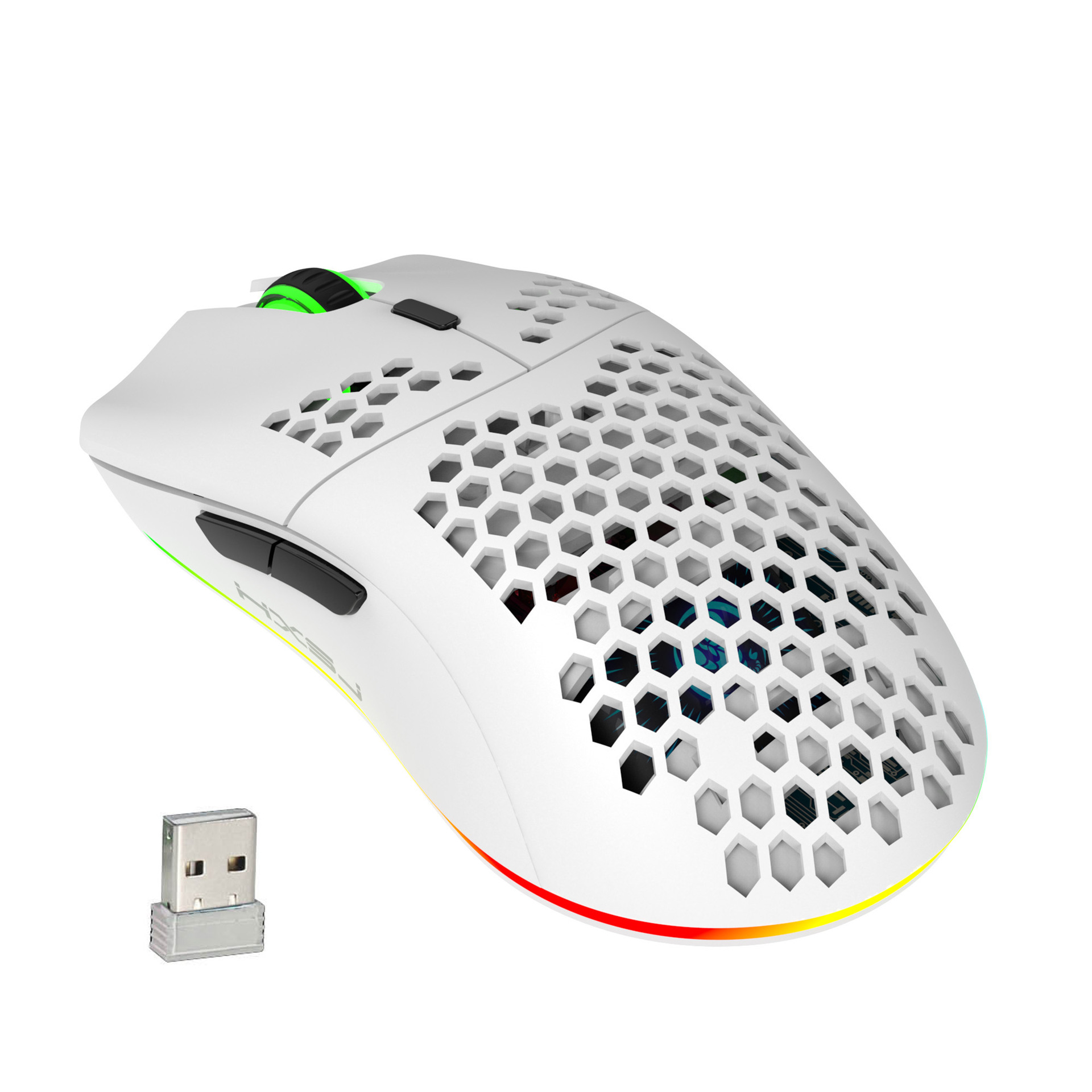 МЫШЬ с отверстиями T66 2,4 г беспроводная МЫШЬ легкий дизайн сотовая RGB светящаяся 6-кнопочная МЫШЬ в наличии партия