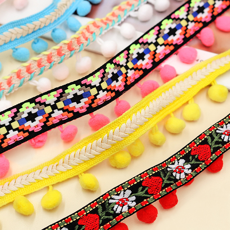 Ethnic style color fur ball lace ball diameter 1.2cm clothing accessories skirt curtain decoration spot supply