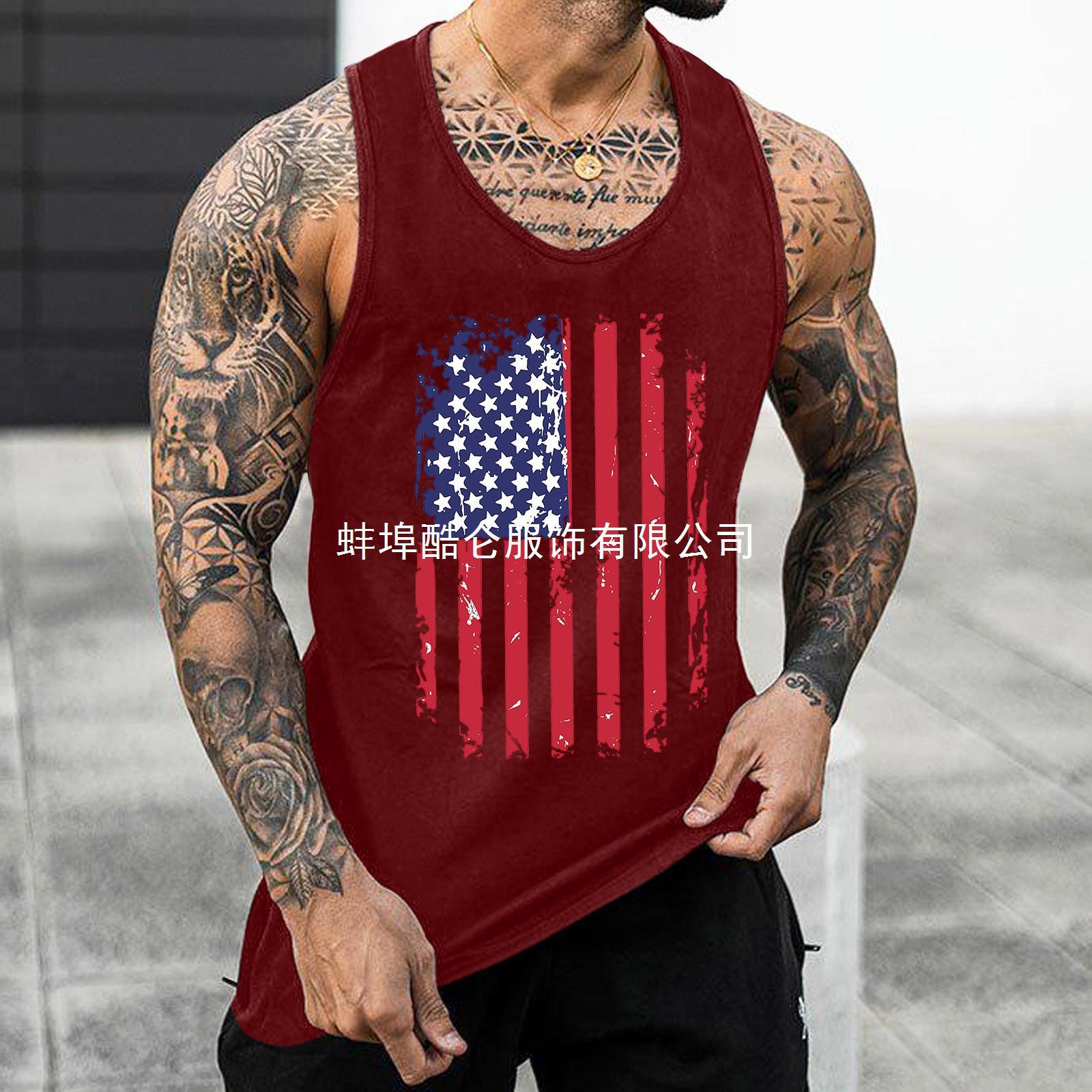 Fashion American Flag Tank Top Summer Men's 3d Print Sleevel