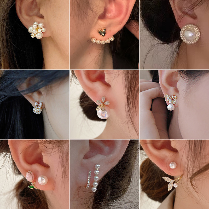 Love Pearl 925 silver pin earrings sweet tassel temperament flower earrings women's tide gentle Joker earrings wholesale
