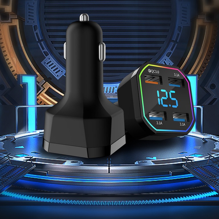 Multi-port new fast charging car charger QC3.0 PD 3.1ALED digital display fast charging charger