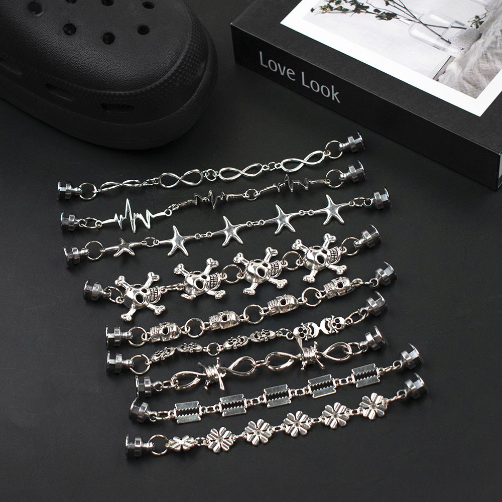 Cross-border New Shoe Buckle Pearl Skull Ins Punk Style Cave Shoes Accessories Chain Accessories Diy Hip-hop Shoes Chain