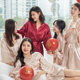 Bridal Morning Robe Spring Simulation Silk Women's Dress Wedding Dress Gallery Wedding Photo Bridesmaid Group Ice Silk Nightgown Women's Summer