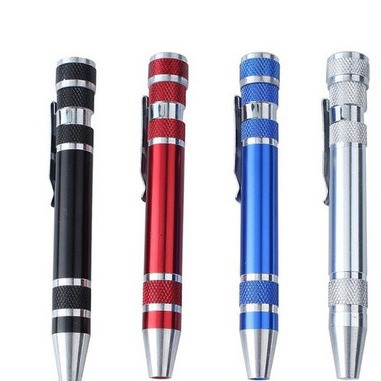 Multifunctional screwdriver eight-in-one screw screwdriver aluminum alloy disassembly pen tool cross head changing screw