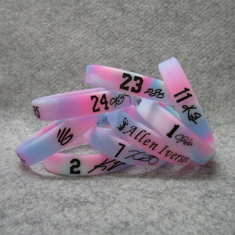 Basketball star Kobe James Owen Kurimoland mixed color luminous sports bracelet silicone wristband