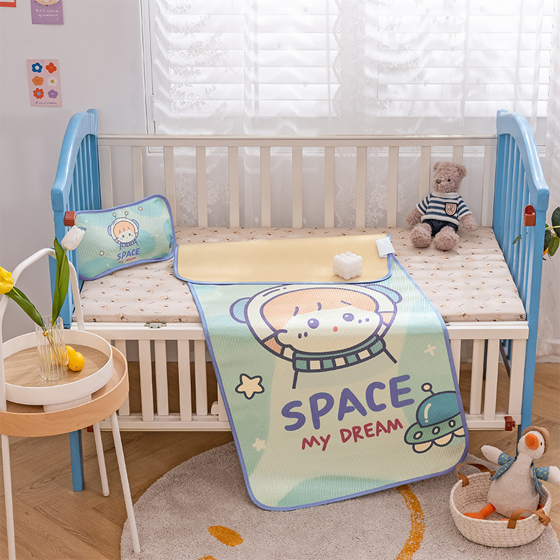 Baby cartoon mat newborn baby Ice Silk breathable children's kindergarten crib mat