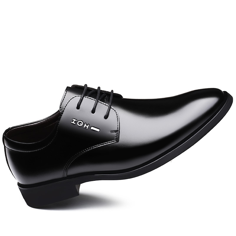 2024 Spring and Autumn New Youth Men's Breathable Lace-up Soft Bottom Korean Style Business Casual Dress Leather Shoes