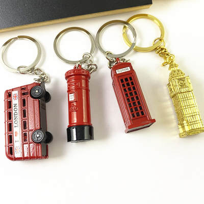 British Bus Model Keychain London Telephone Booth Keychain Red Bus Big Ben Pendant