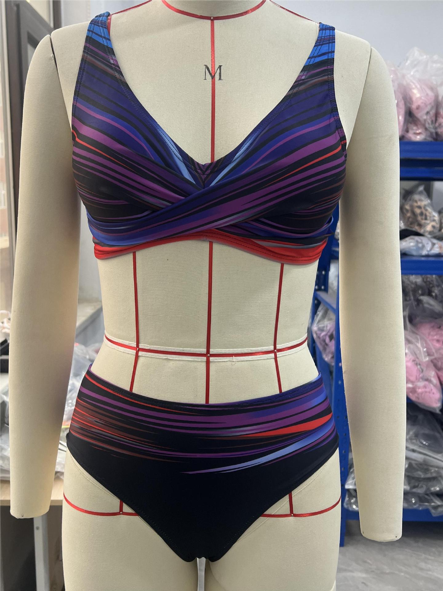 2023 Cross-border European and American Triangle Backless Swimsuit Women bikini Split Large Size Sexy Swimsuit bikini Wholesale
