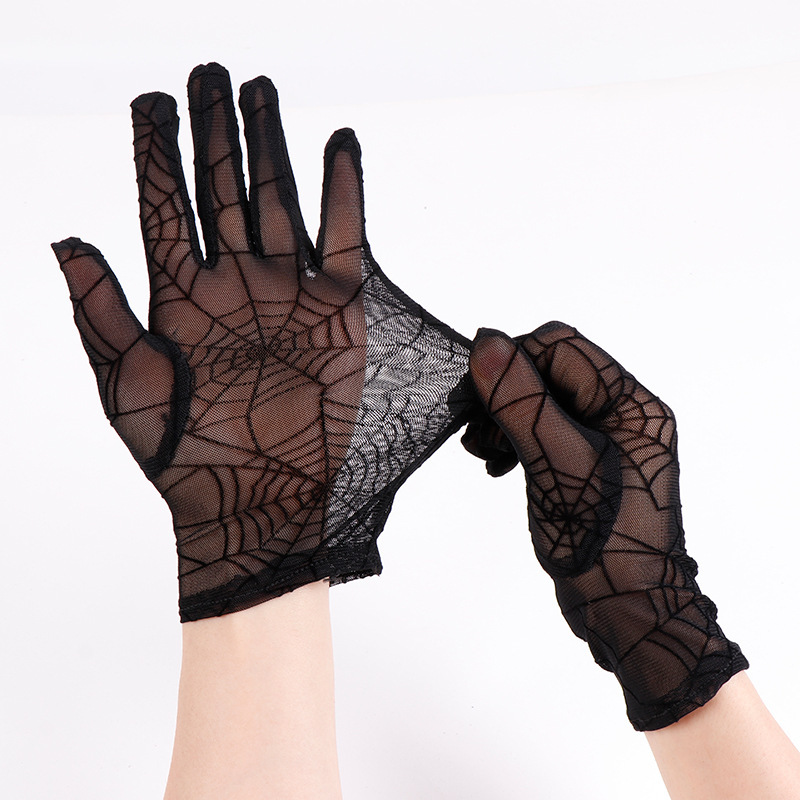 Spring and Summer New Distinctive Lace Finger Gloves Women's Sexy Riding Driving Outdoor Sun Protection Spider Web Gloves