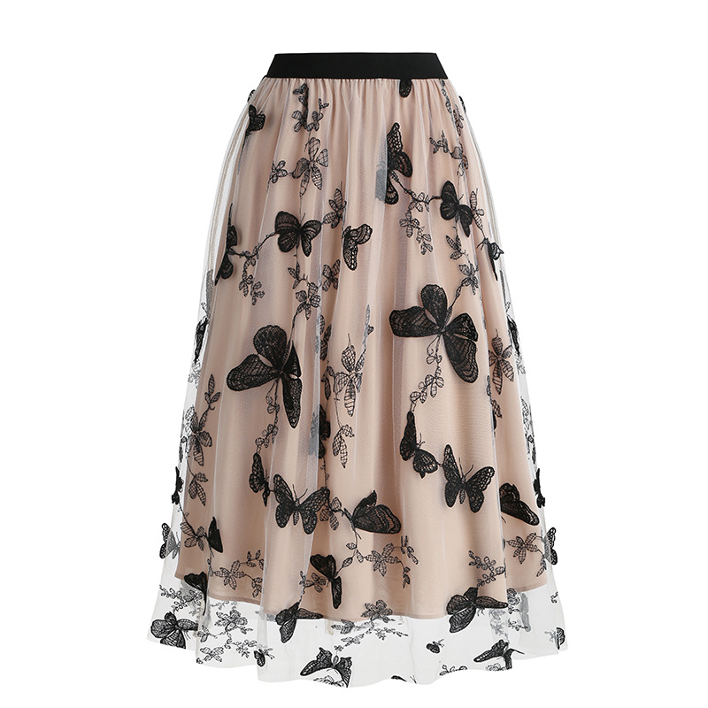 Amazon European and American Women's Mesh Butterfly Embroidered Skirt Amazon Explosions Clothing 8209