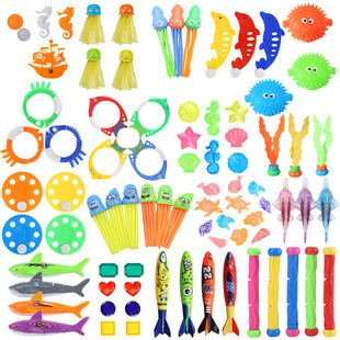 Cross-border Amazon water diving toys children's swimming pool treasure hunting diving torpedo water ring diamond set toys