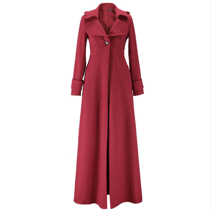 Jinhan 2024 Europäischer und amerikanischer Herbst- und Wintermantel mit einem Knopf für Damen aus Wollkaschmir, verlängerter Trenchcoat_voghion.com