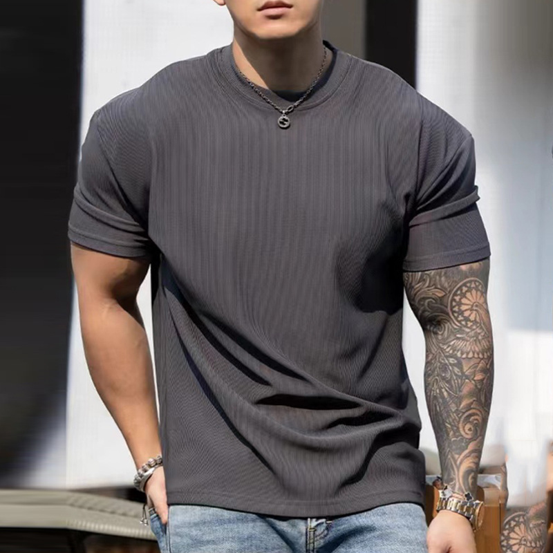 Summer new 280g heavy texture shoulder pad sleeve large anti-wrinkle quick-drying fitness clothing sports short sleeve T-shirt men