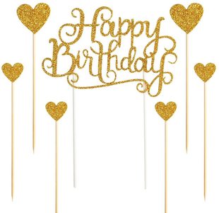 Birthday party Happy Birthday cake insert row glitter powder baking cake decoration cake card