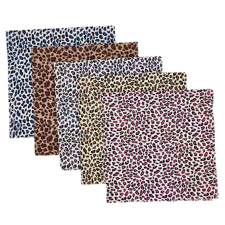Pure cotton leopard print fabric diy handmade patchwork fabric 5 pieces all cotton fabric set cloth head