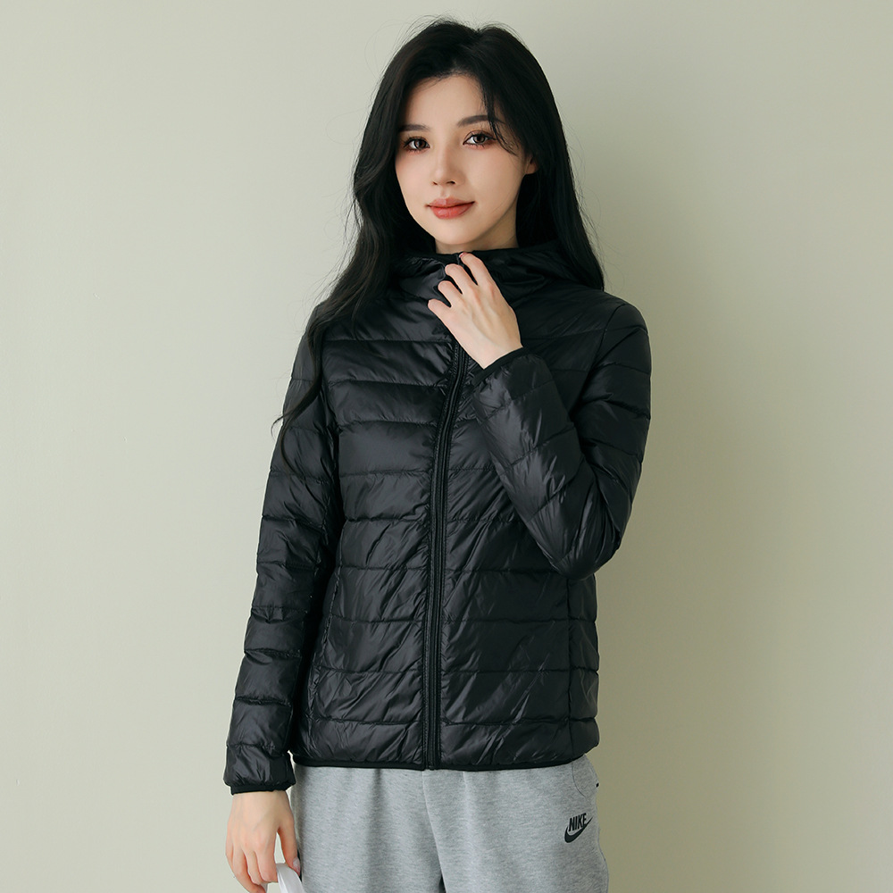 Pinghu down jacket women's new short thin slim Korean style white duck down solid color simple fashion coat wholesale