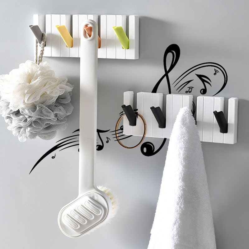 Creative piano hook clothes punch-free door back coat and hat key hook household piano key hat bag entrance