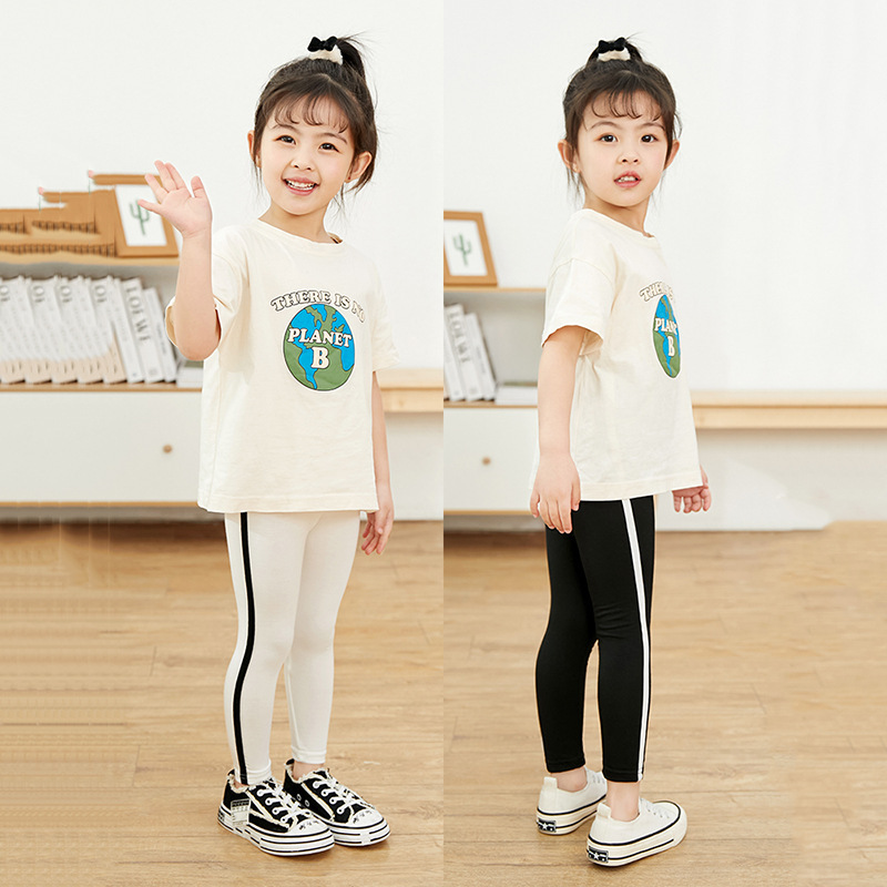 Girls' Leggings Thin Casual Stretch Modal Cropped Pants Small and Medium-sized Children's Baby's Western Style Outer Wear Pants for Hair