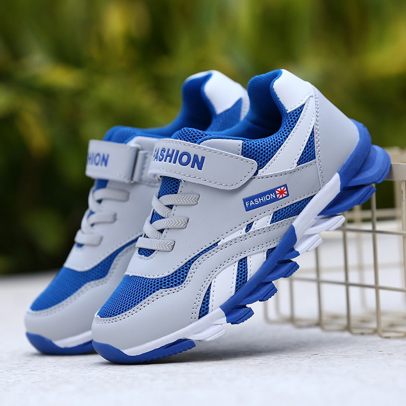 Boys shoes 2024 new autumn leather blade shoes non-slip wear-resistant children's cotton sneaker breathable mesh shoes