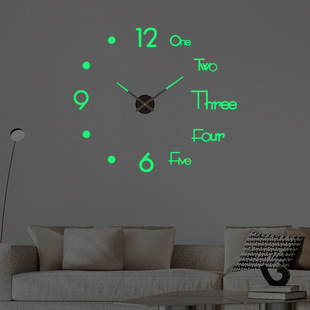Nordic creative luminous diy clock living room background large wall clock no punch hole mute clock stereo wall sticker clock