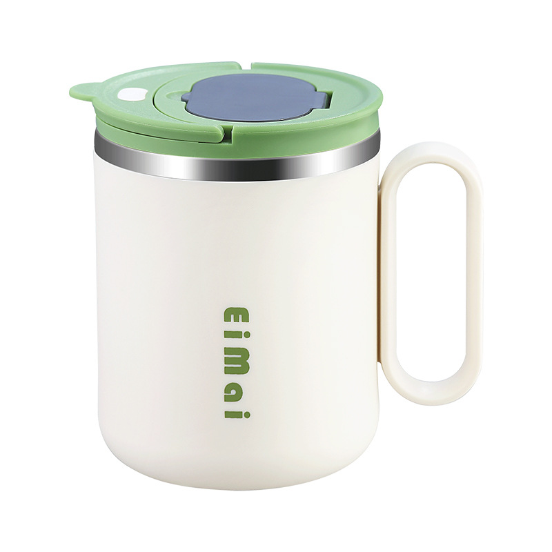 Student dormitory water cup with lid spoon 2023 new girl mug high-grade light luxury stainless steel coffee cup