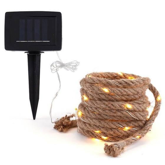 Solar hemp rope light string copper wire light led garden light string atmosphere light garden decoration light string fairy light