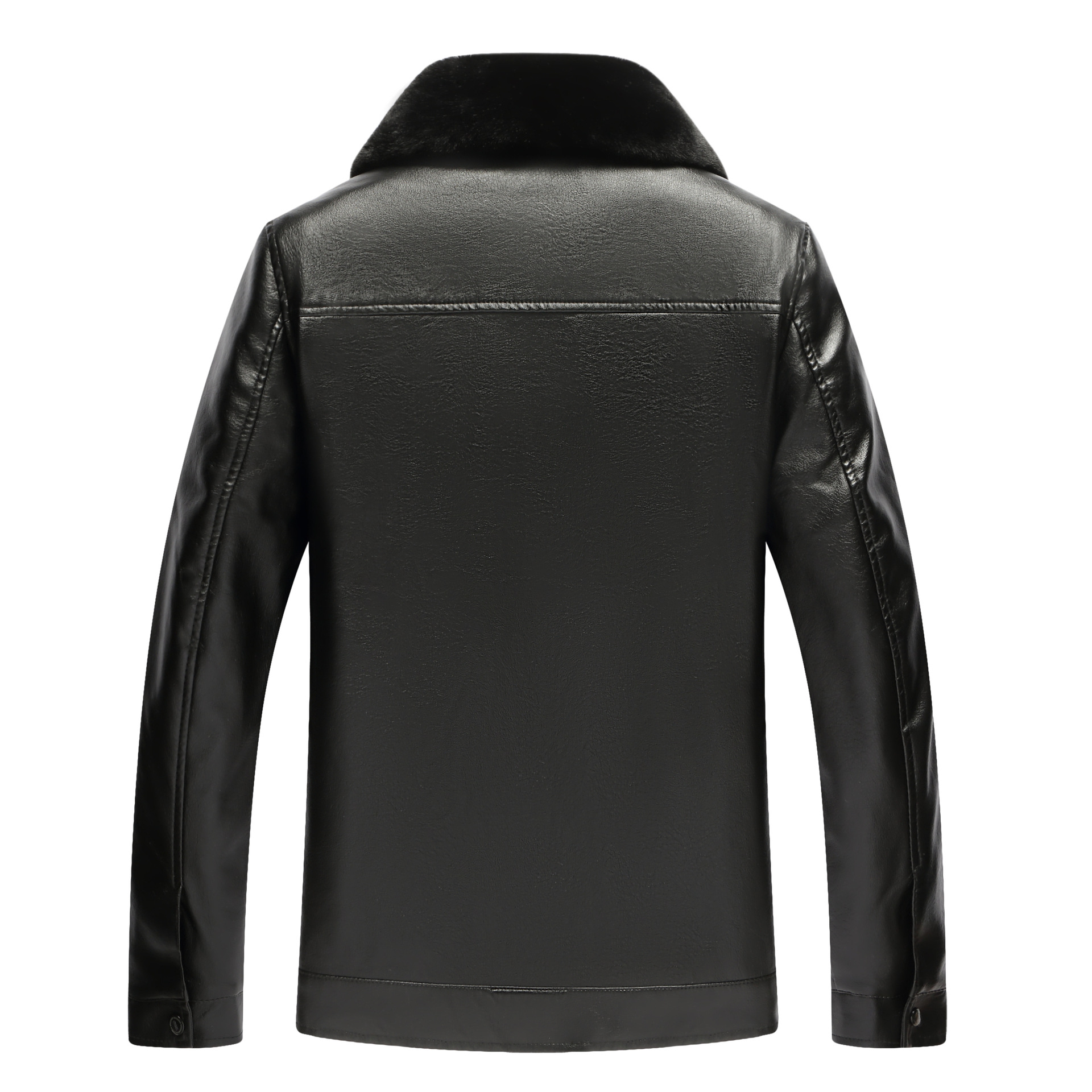 21 new men's leather winter plus velvet padded casual lapel zipper men's middle-aged leather live wholesale
