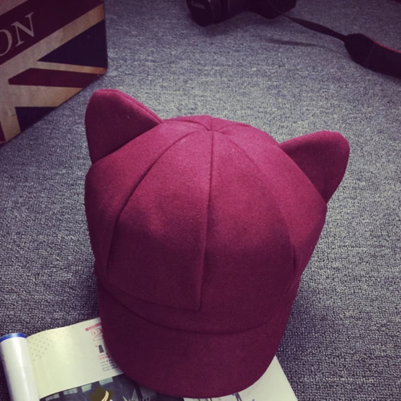 2023 new cat ears hat women's Korean-style versatile breathable wide brim face-looking small baseball cap fashion peaked cap