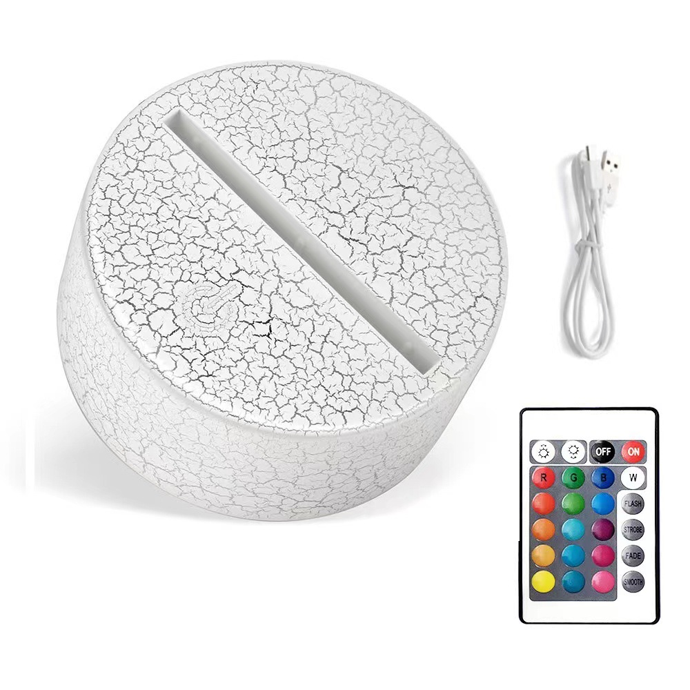 New 3D creative remote control colorful night light USB crack base holiday gift LED touch base