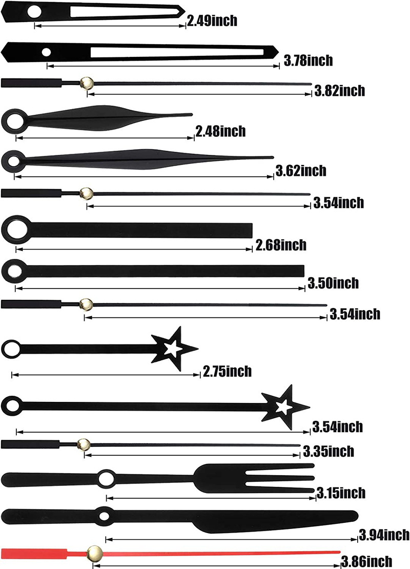 Cross-border spot 14 styles of metal clock pointer DIY clock movement repair accessories aluminum clock pointer