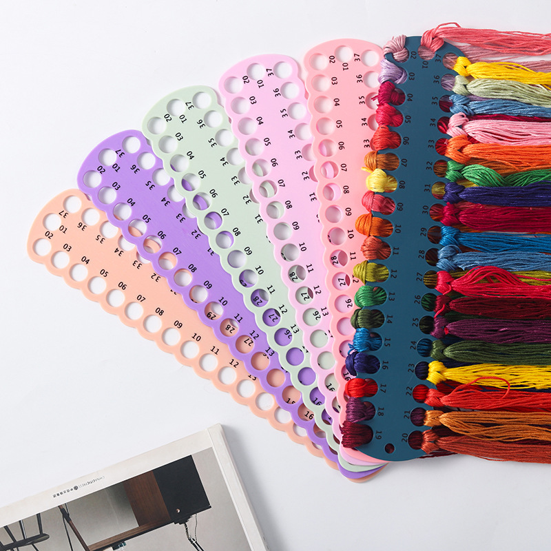 Cross stitch tools embroidery thread finishing storage plastic threading board 37 holes colorful plastic wire Board cross stitch winding board