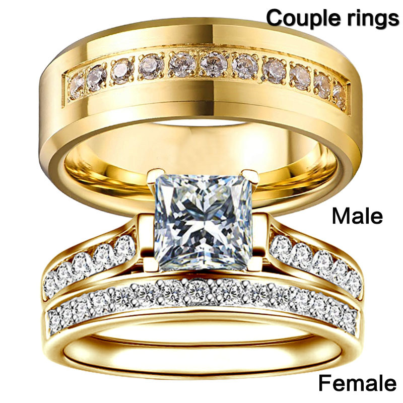 Cross-border Accessories Couple's Ring Men's Ring Alloy Women's Set Ring Zircon Ring Jewelry Women