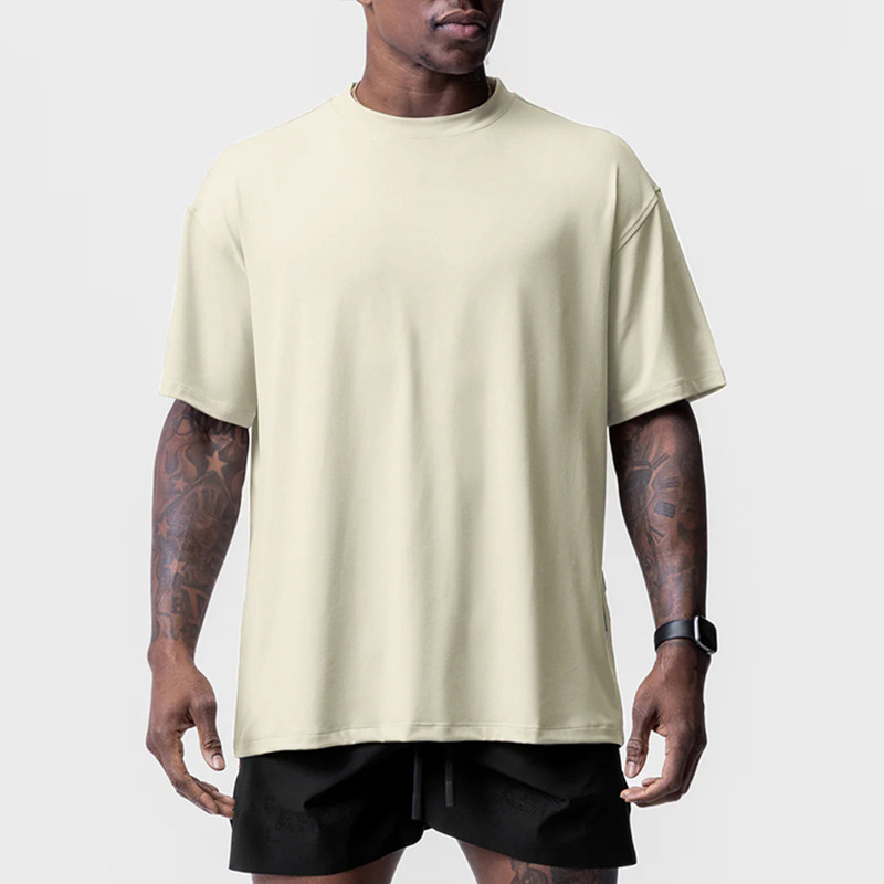 Cross-border Summer Men's T-shirt European and American Loosen Round Neck Short-sleeved T-shirt Men's Letter Printing Quick-drying Breathable Base Shirt