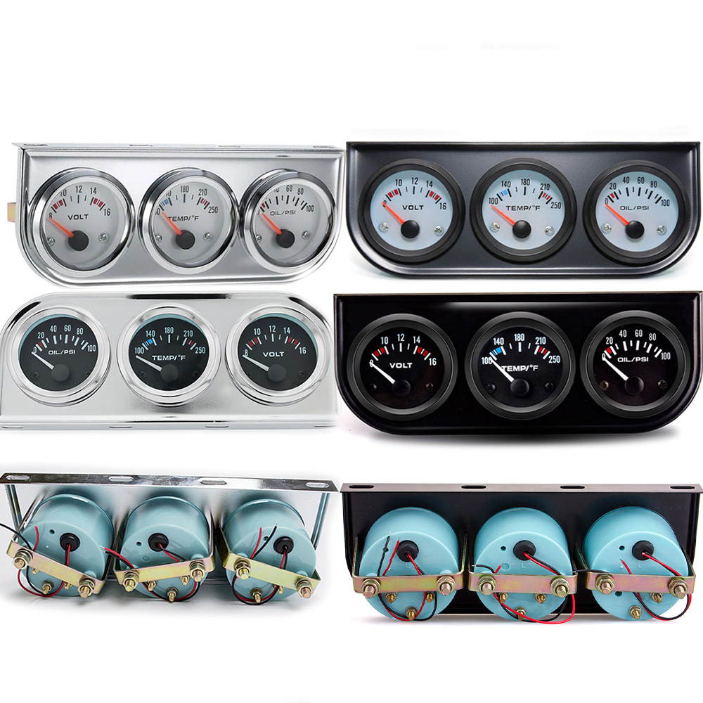 Car meter modified car meter black triple water temperature Fahrenheit oil pressure psi voltmeter