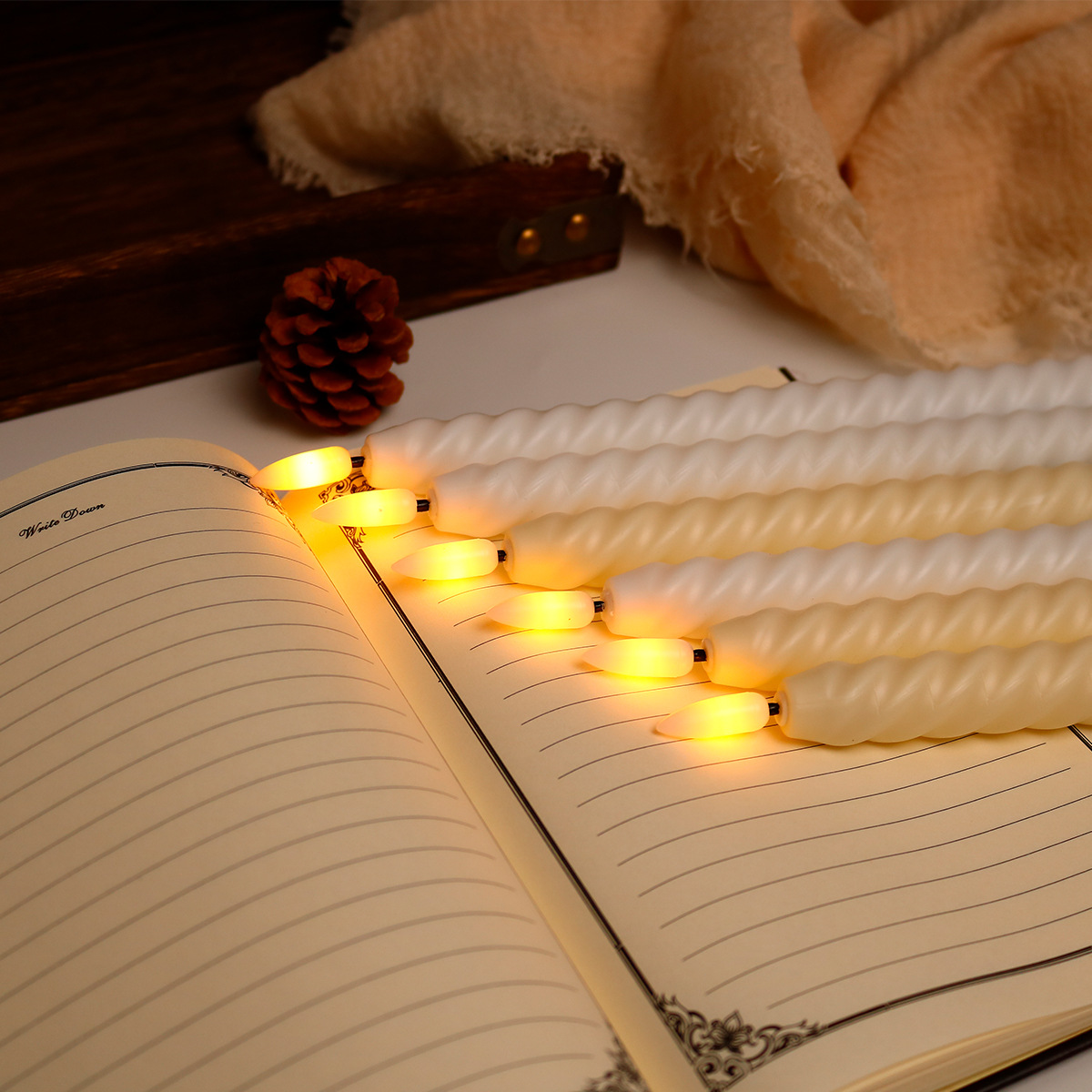 Cross border LED long strip candle light plastic remote control electronic candle romantic wedding gift thread 6 bullet head