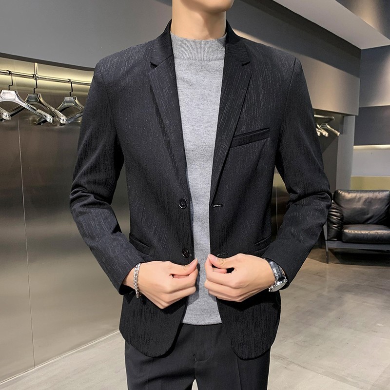 2023 spring and autumn small suit men's jacket business formal wear Pu Shuai advanced design sense ins version casual suit
