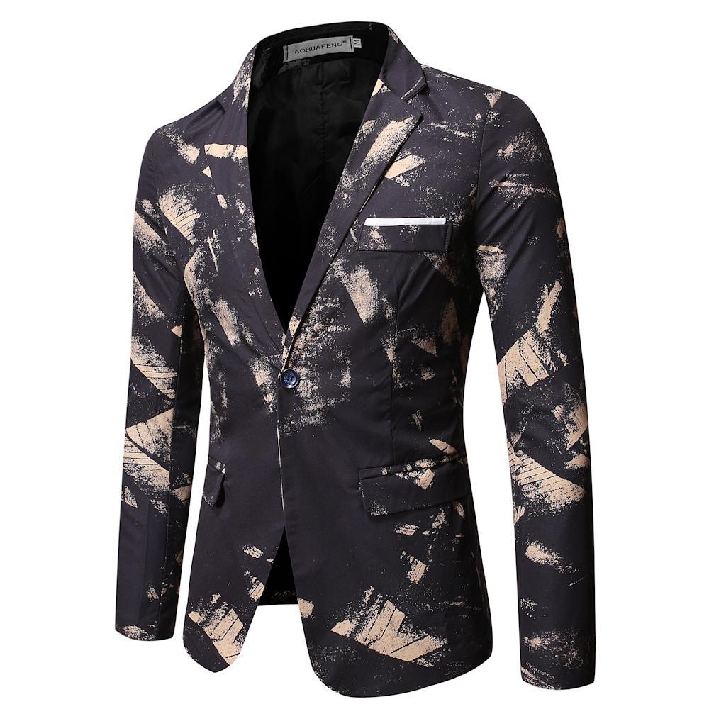 Foreign Trade Leisure Suit Korean Slim-fit Business Professional Dress Printed Suit Jacket 8822-P80